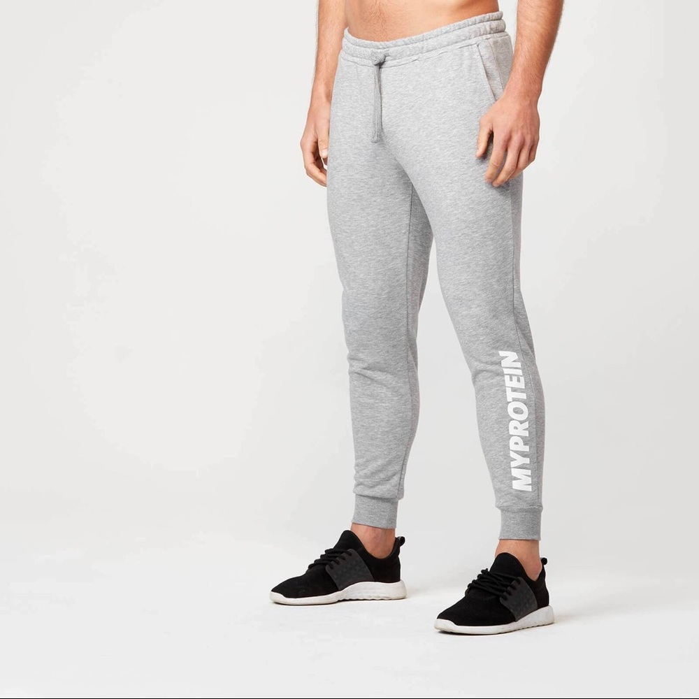 Mens Myprotein Logo Original Slim-Fit Joggers Sweatpants - Grey Marl Size M
